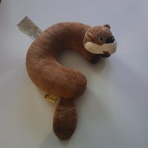 Critter Piller Brown Beaver Kids Neck Pillow Travel Plush Animal